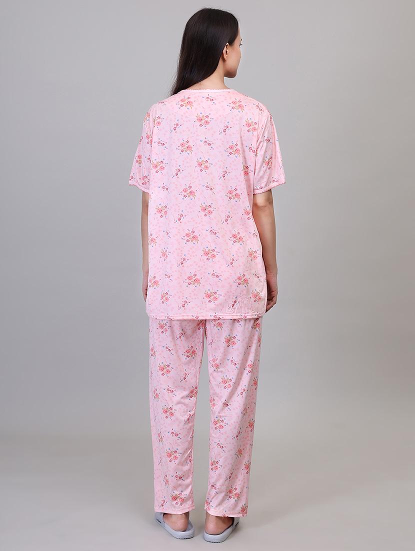 women pink viscose pyjama set - 21391967 - Standard Image - 3