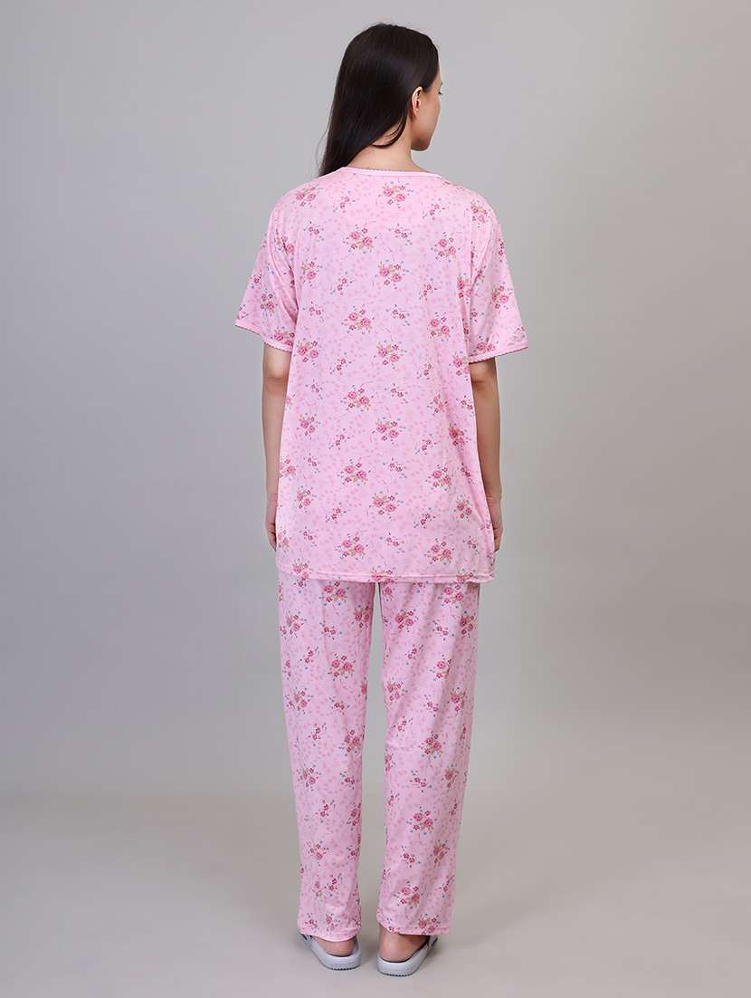women short sleeve floral printed pyjama nightwear set - 21391968 -  Standard Image - 3