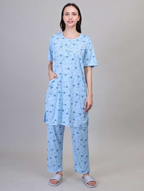 women light blue viscose pyjama set  - 21391969 -  Standard Image - 0
