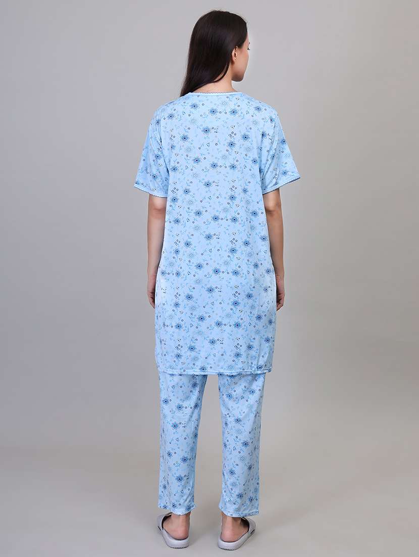 women light blue viscose pyjama set  - 21391969 -  Standard Image - 3