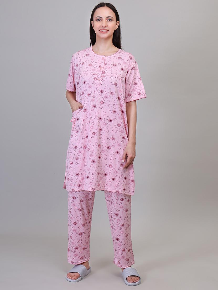 women pink viscose pyjama set - 21391971 - Zoom Image - 0