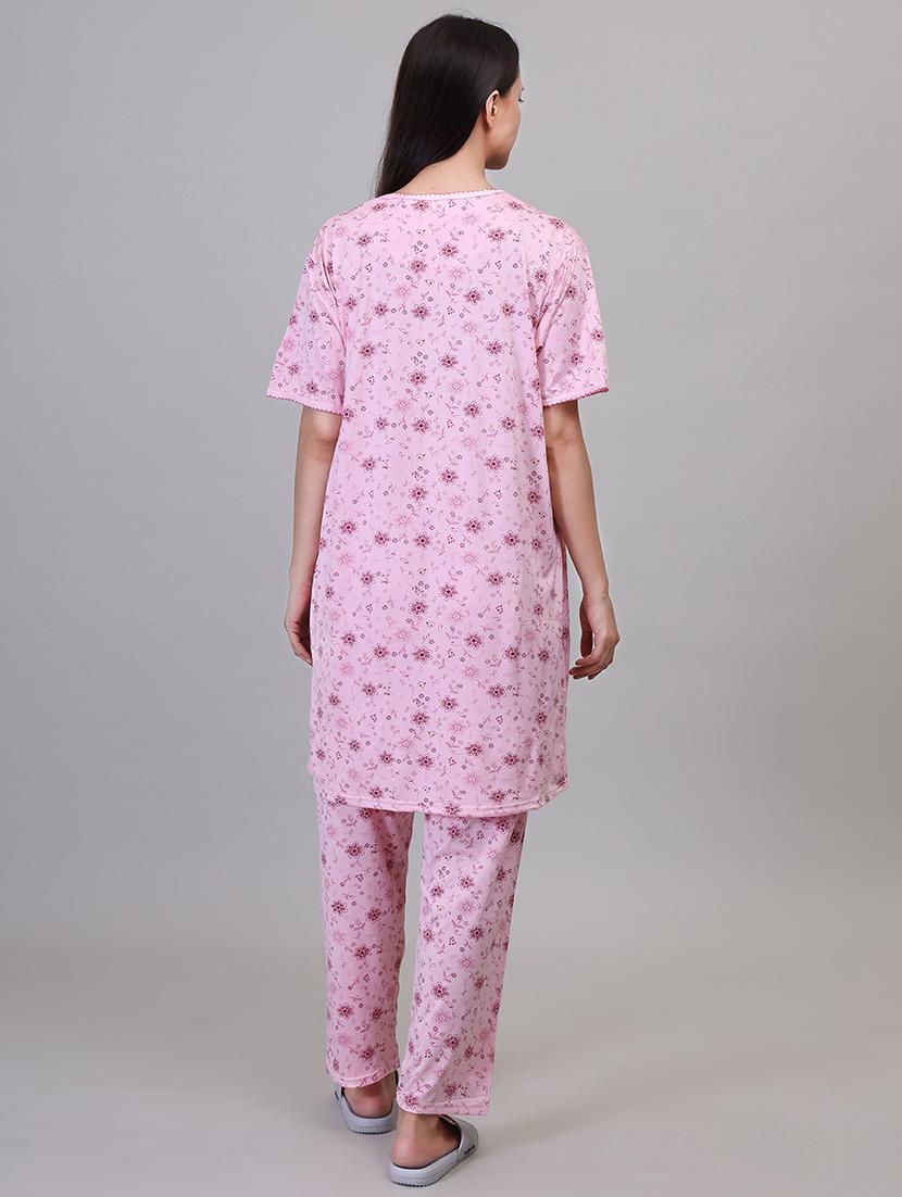 women pink viscose pyjama set - 21391971 - Standard Image - 3