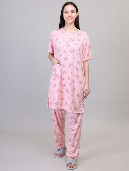 women short sleeve floral printed pyjama nightwear set - 21391973 -  Standard Image - 0