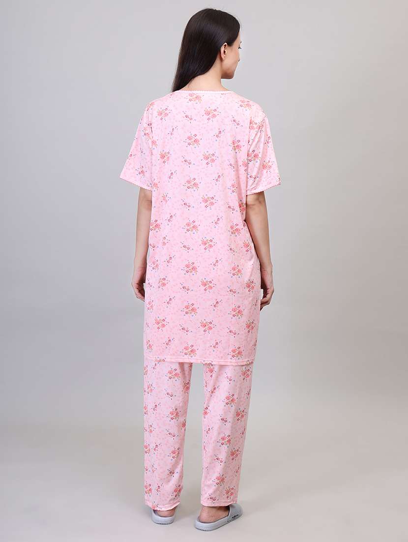 women short sleeve floral printed pyjama nightwear set - 21391973 -  Standard Image - 3