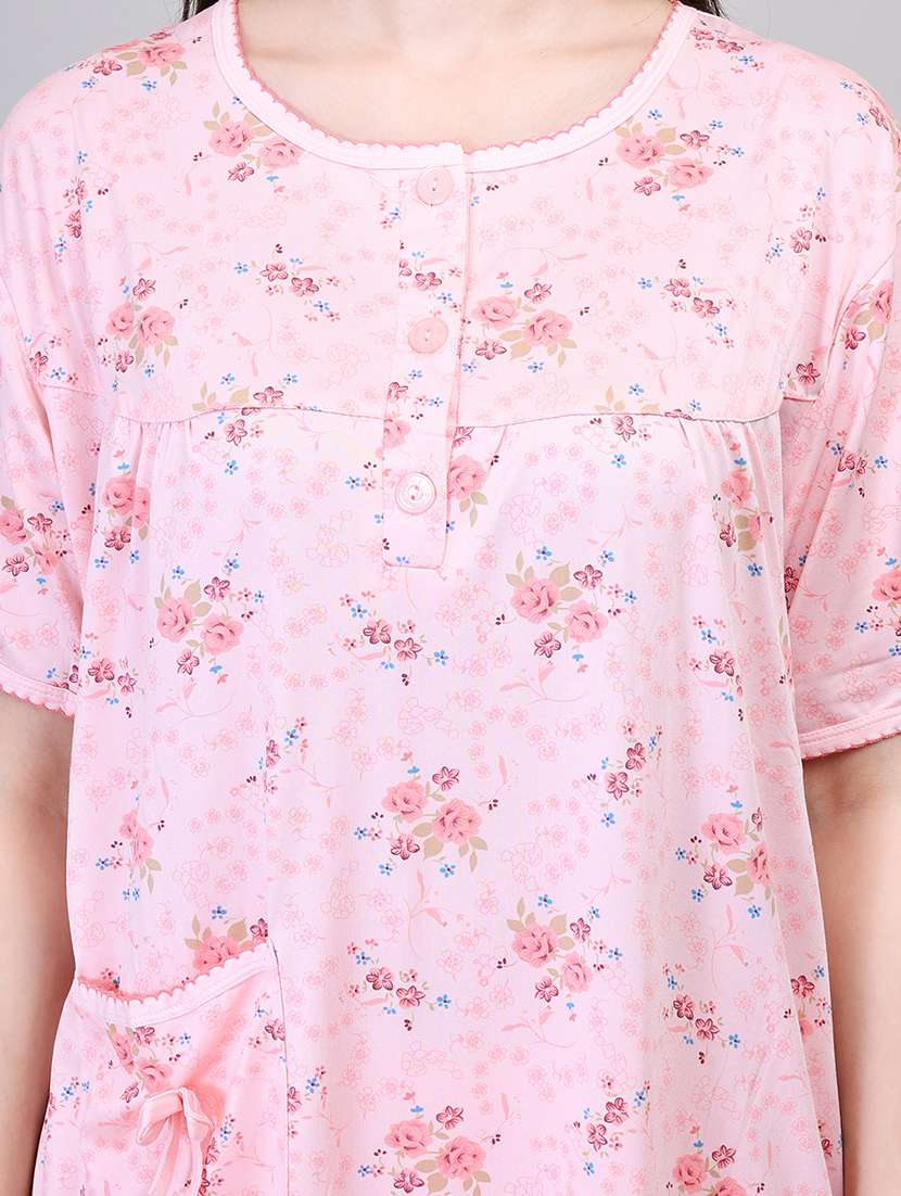 women short sleeve floral printed pyjama nightwear set - 21391973 -  Standard Image - 5