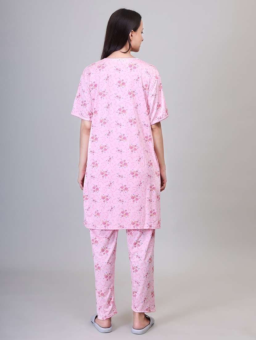 women short sleeve floral printed pyjama nightwear set - 21391974 -  Standard Image - 3