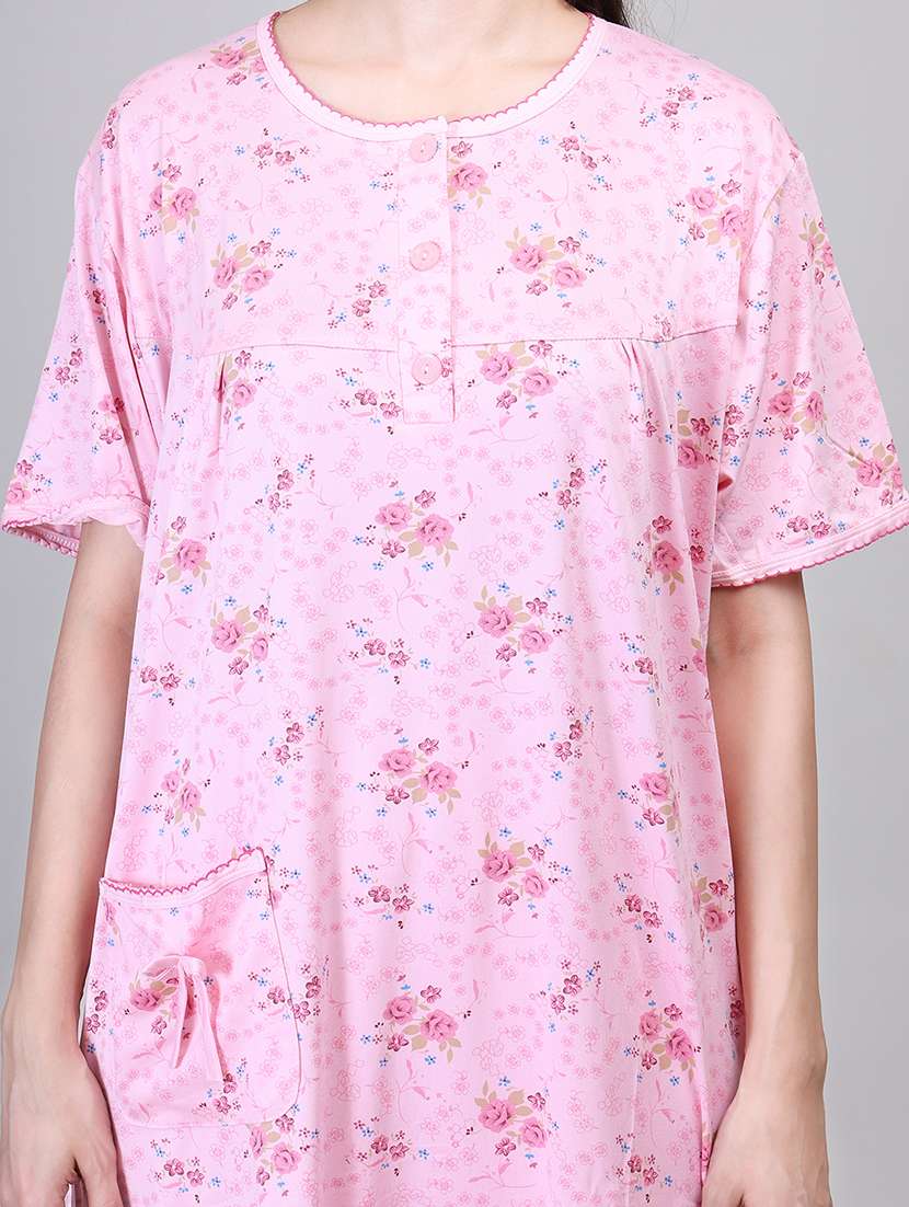 women short sleeve floral printed pyjama nightwear set - 21391974 -  Standard Image - 5