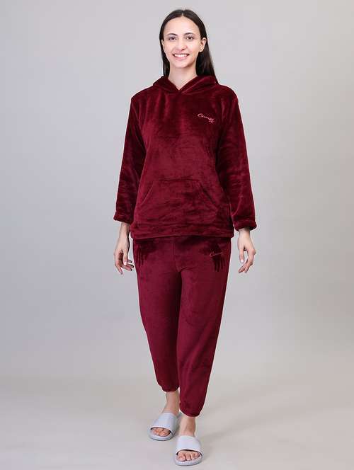 women maroon wool pyjama set - 21391977 -  Standard Image - 0