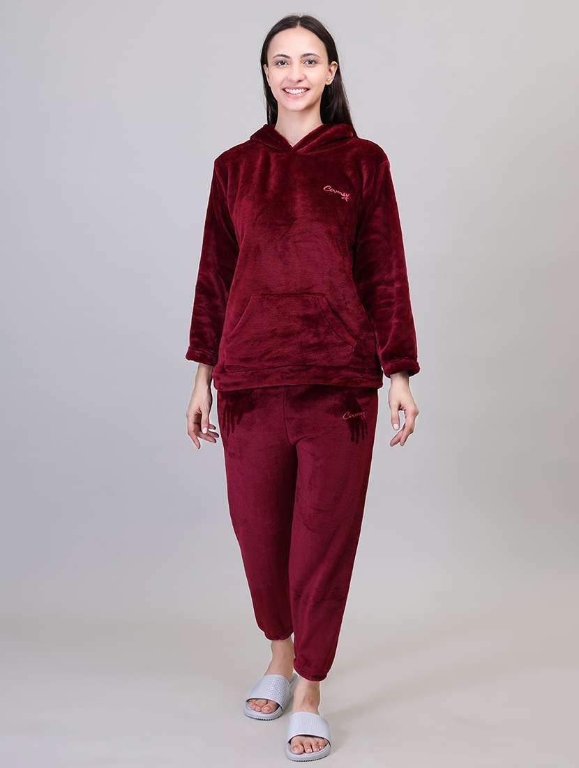 women maroon wool pyjama set - 21391977 -  Zoom Image - 0