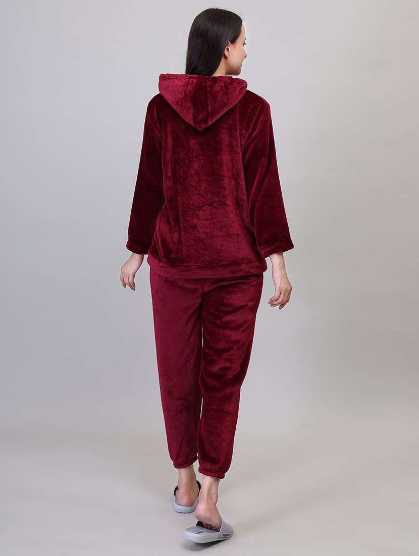 women maroon wool pyjama set - 21391977 -  Standard Image - 3