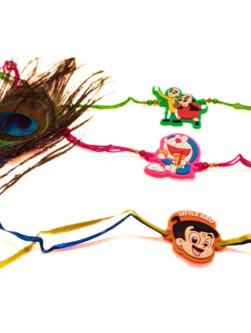 pack of 3 cartoons thread rakhi for kids - 21392088 - Standard Image - 0