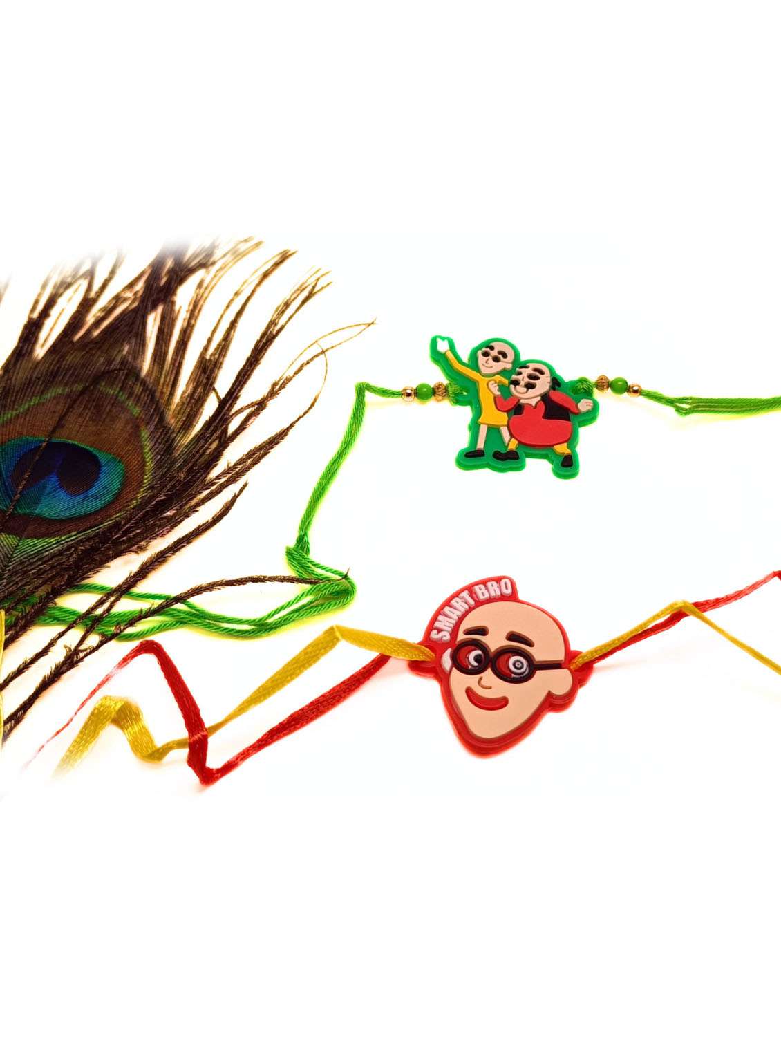 pack of 2 cartoons thread rakhi for kids