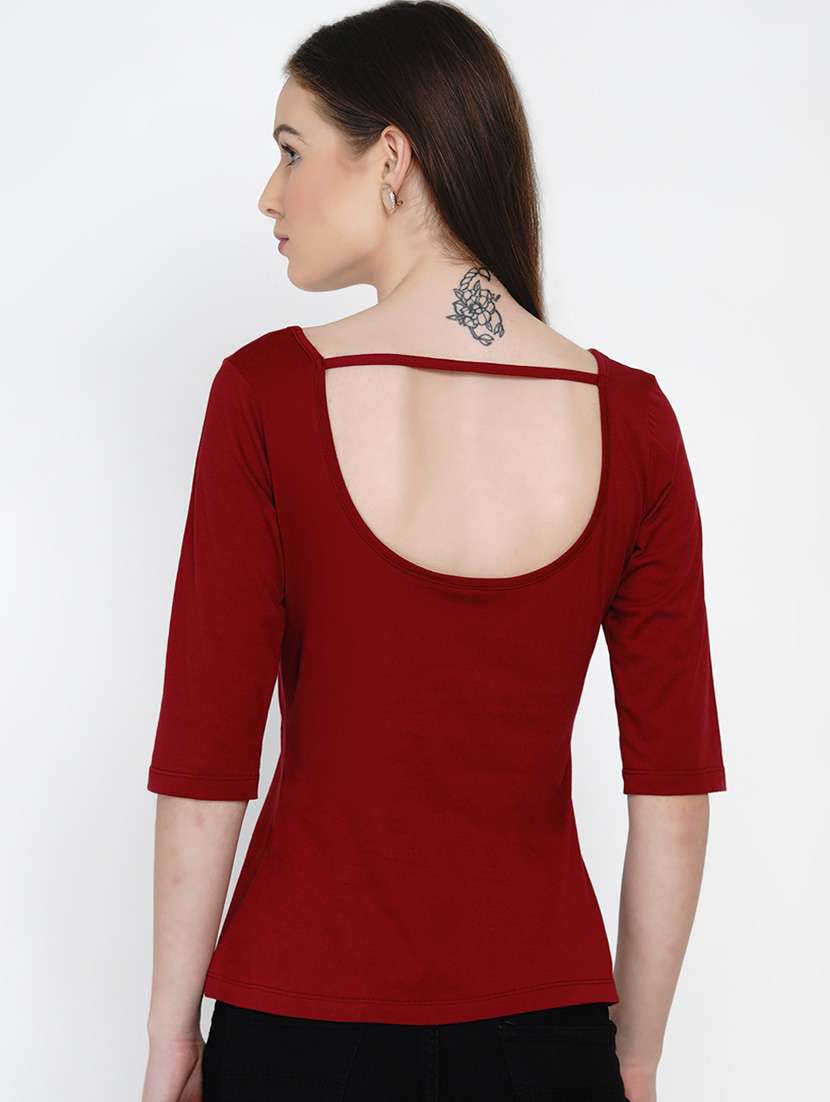 maroon cotton regular top - 21392298 -  Standard Image - 3