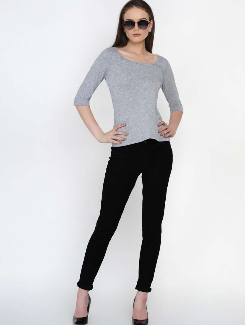 women grey cotton regular top - 21392299 -  Standard Image - 3