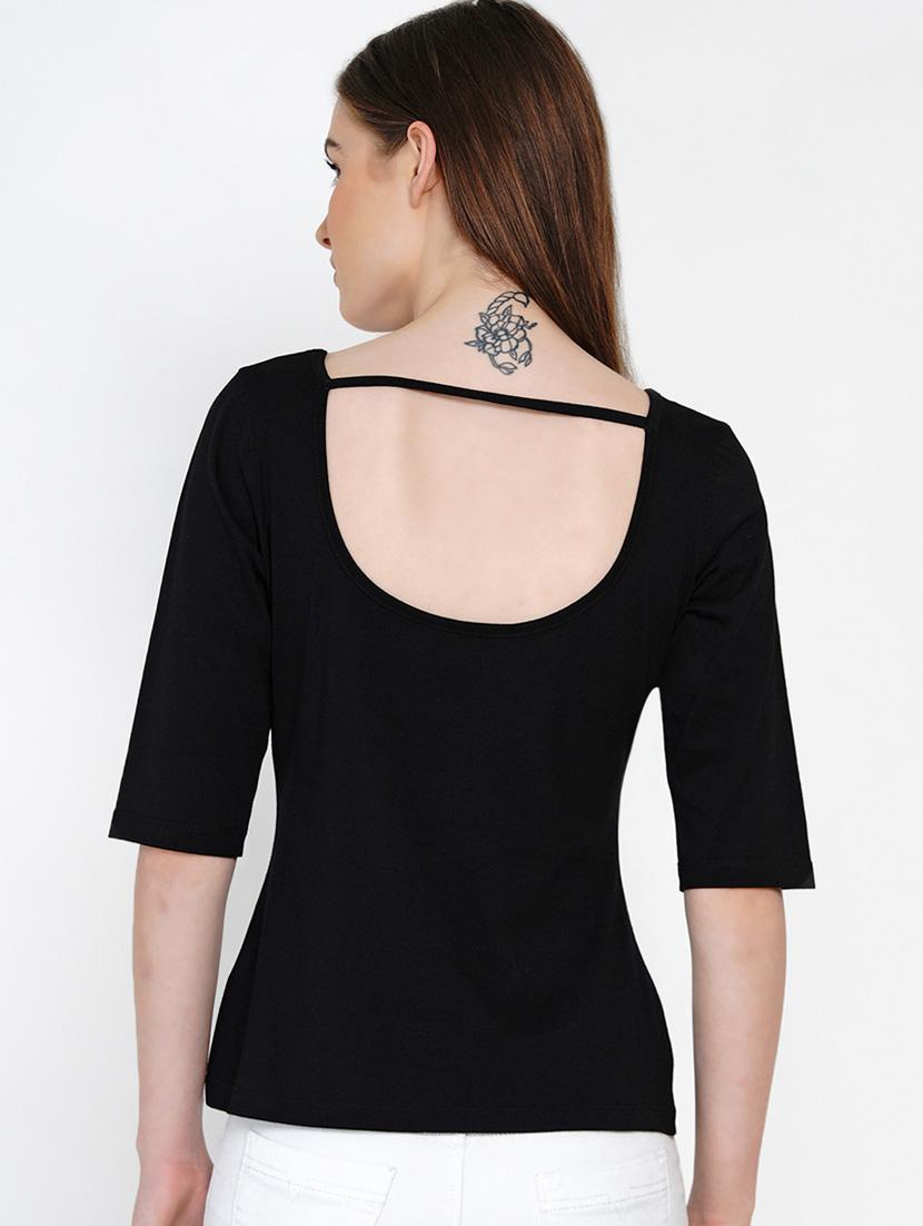 black cotton regular top - 21392300 - Standard Image - 3