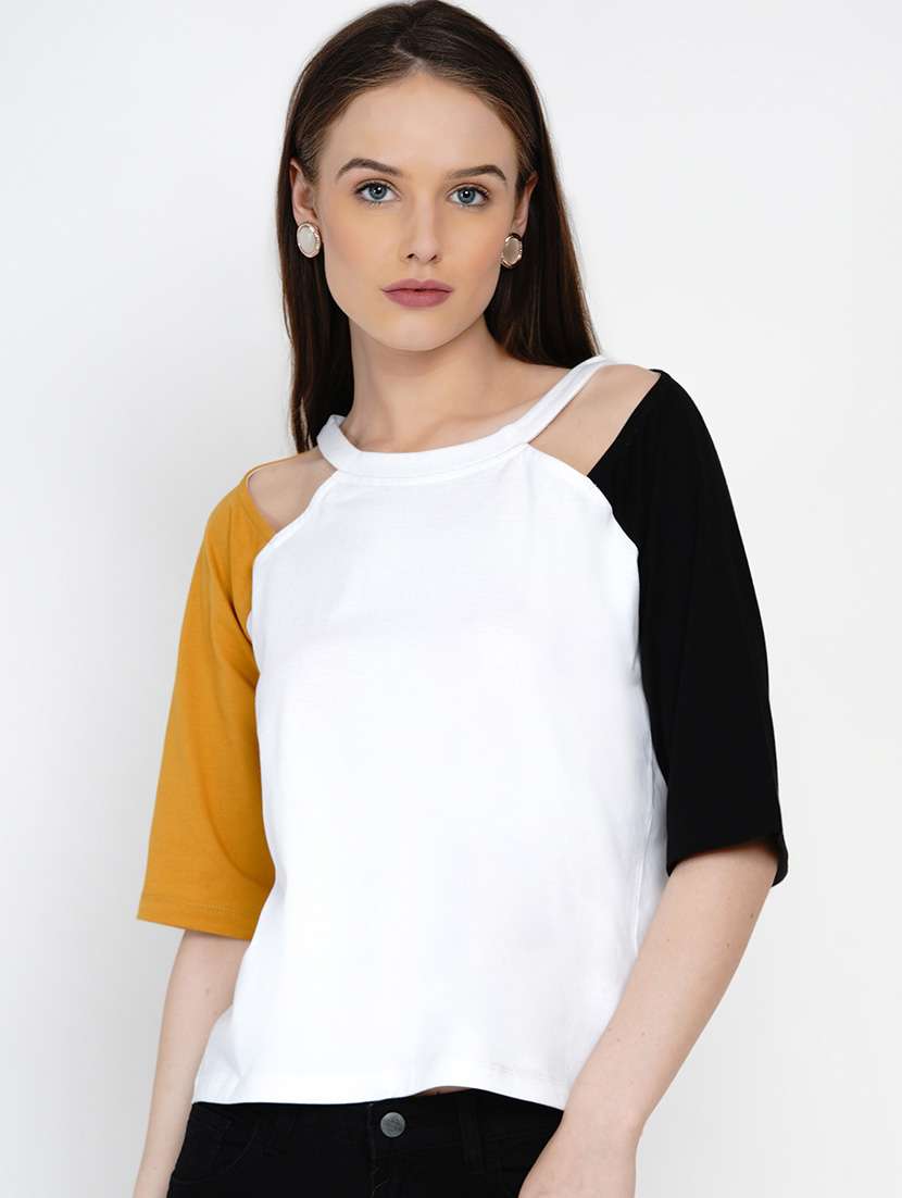 women white cotton blend regular top - 21392301 - Zoom Image - 0