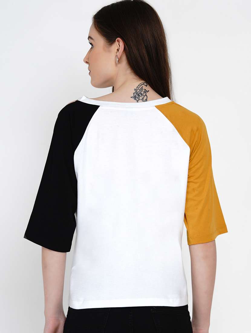 women white cotton blend regular top - 21392301 - Standard Image - 3
