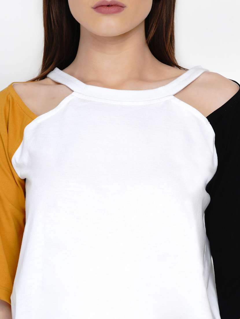 women white cotton blend regular top - 21392301 - Standard Image - 5