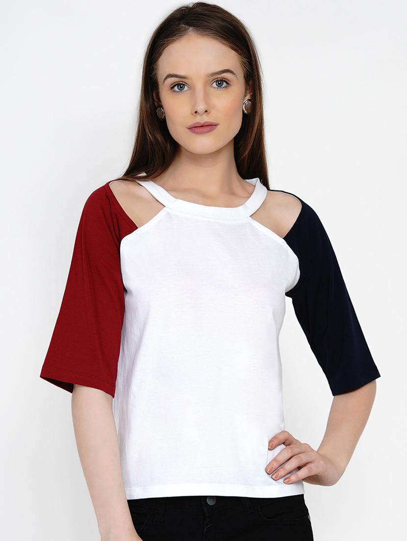 multicolored color block regular top - 21392302 - Zoom Image - 0