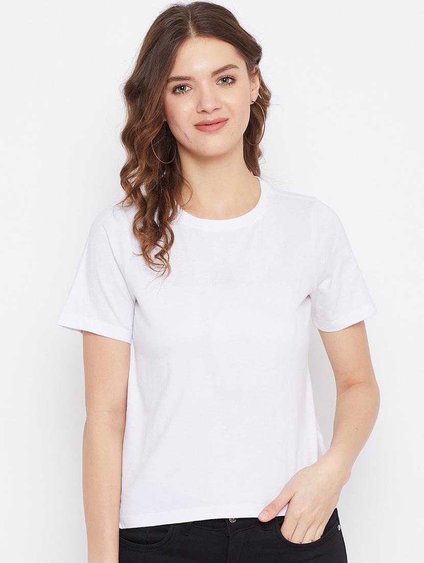 women white round neck solids top - 21392303 - Zoom Image - 0