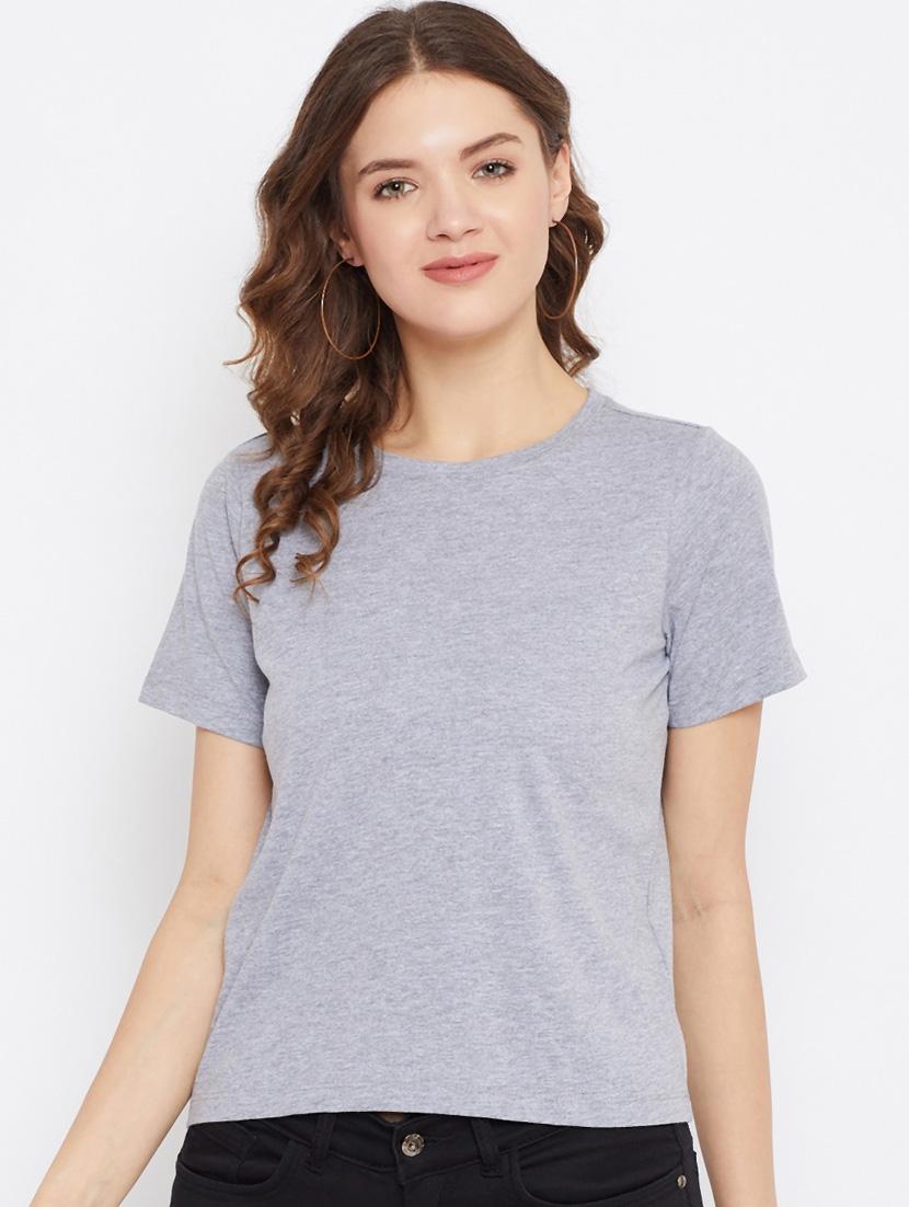 women grey round neck solids top - 21392304 - Zoom Image - 0
