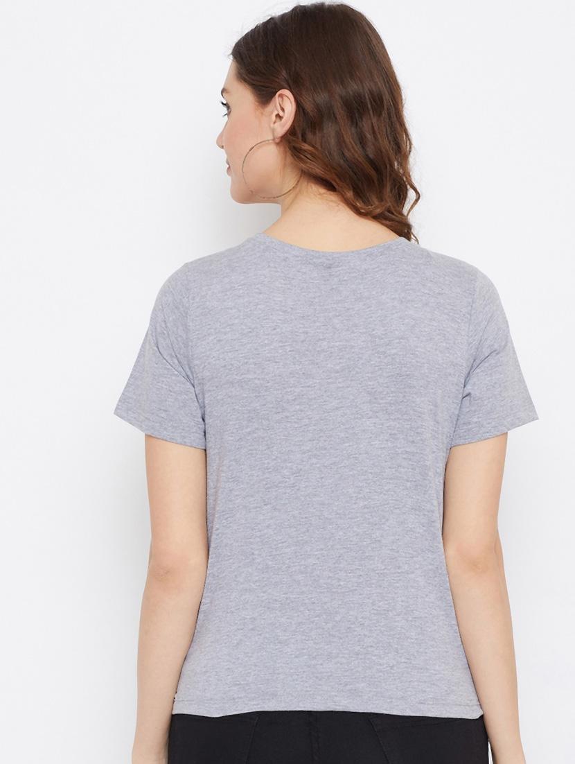 women grey round neck solids top - 21392304 - Standard Image - 3