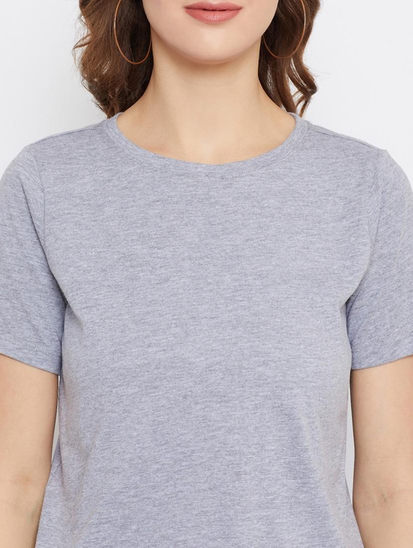 women grey round neck solids top - 21392304 - Standard Image - 5