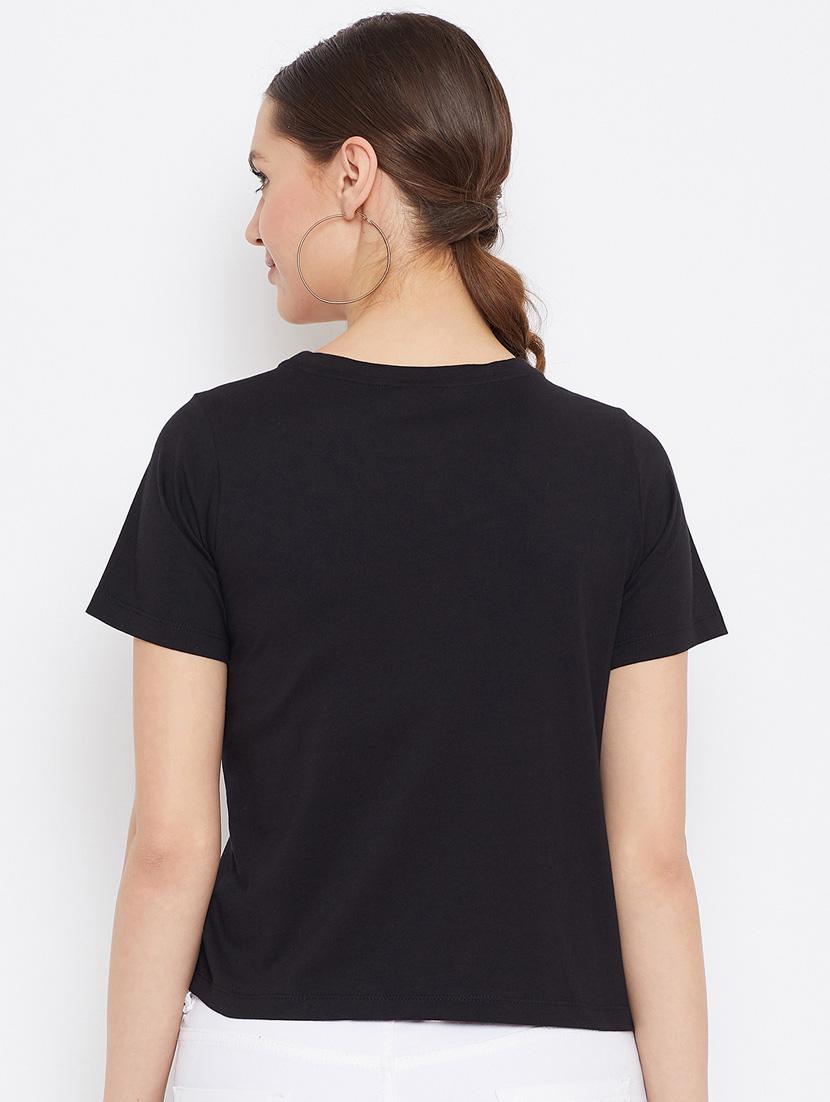 women black cotton regular top - 21392305 - Standard Image - 3