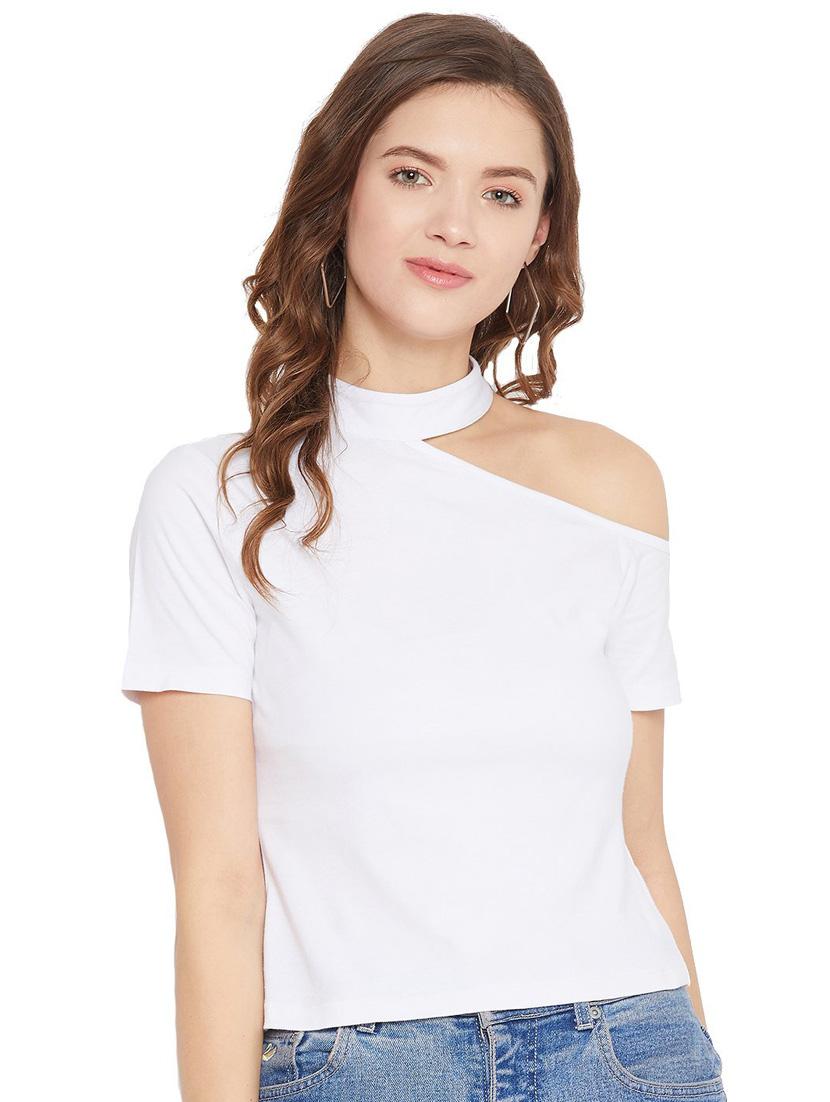 women white short sleeves solids top - 21392309 -  Zoom Image - 0