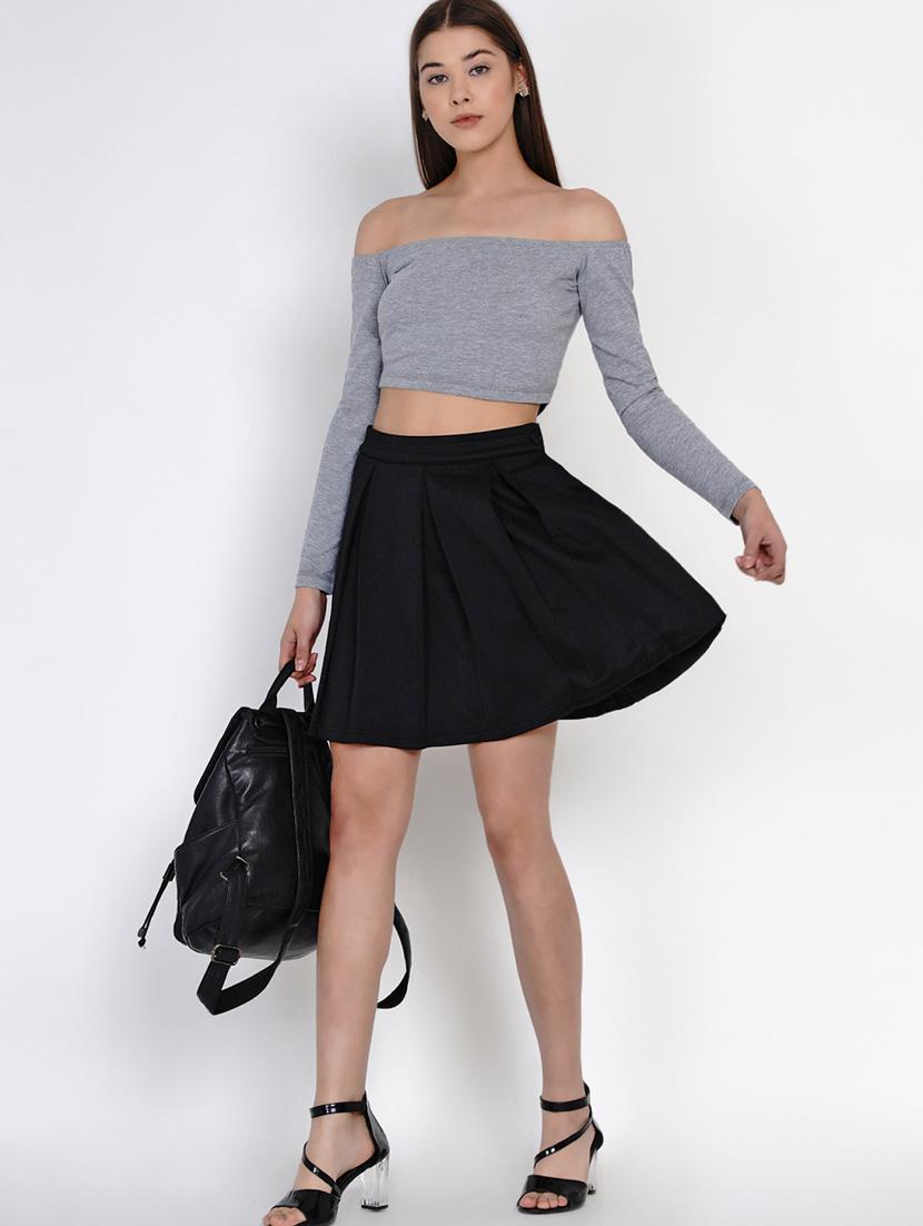 women grey solids off shoulder top - 21392314 - Standard Image - 3