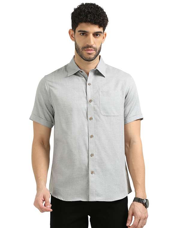 men short sleeved solid casual shirt - 21392328 - Zoom Image - 0