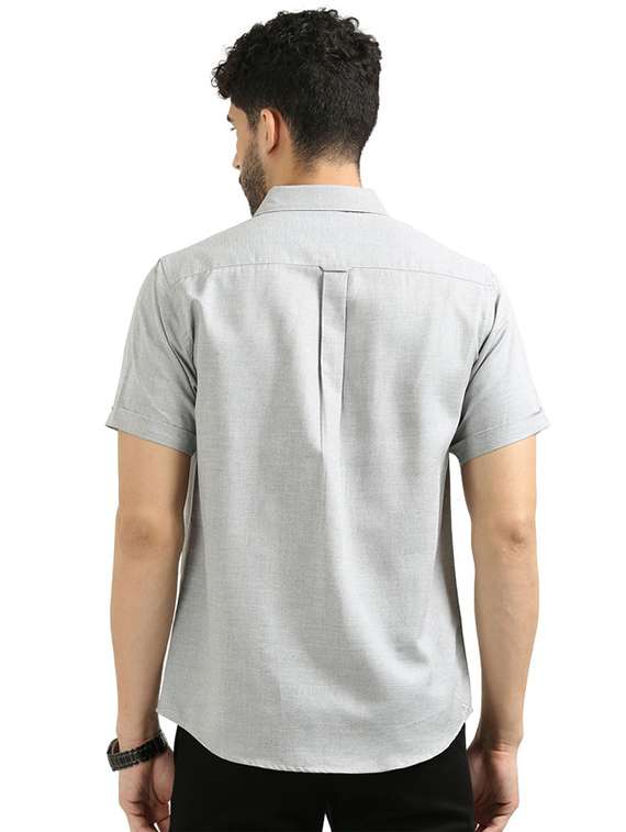 men short sleeved solid casual shirt - 21392328 - Standard Image - 3