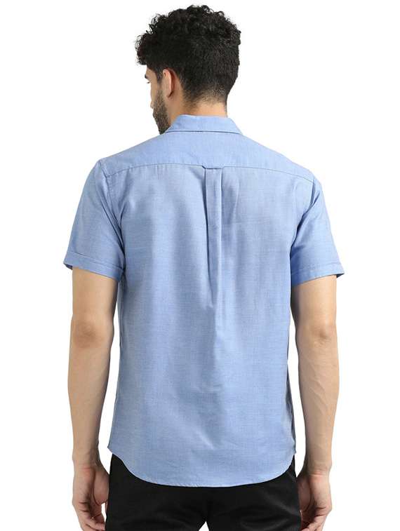 men short sleeved solid casual shirt - 21392330 - Standard Image - 3