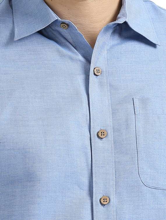 men short sleeved solid casual shirt - 21392330 - Standard Image - 5