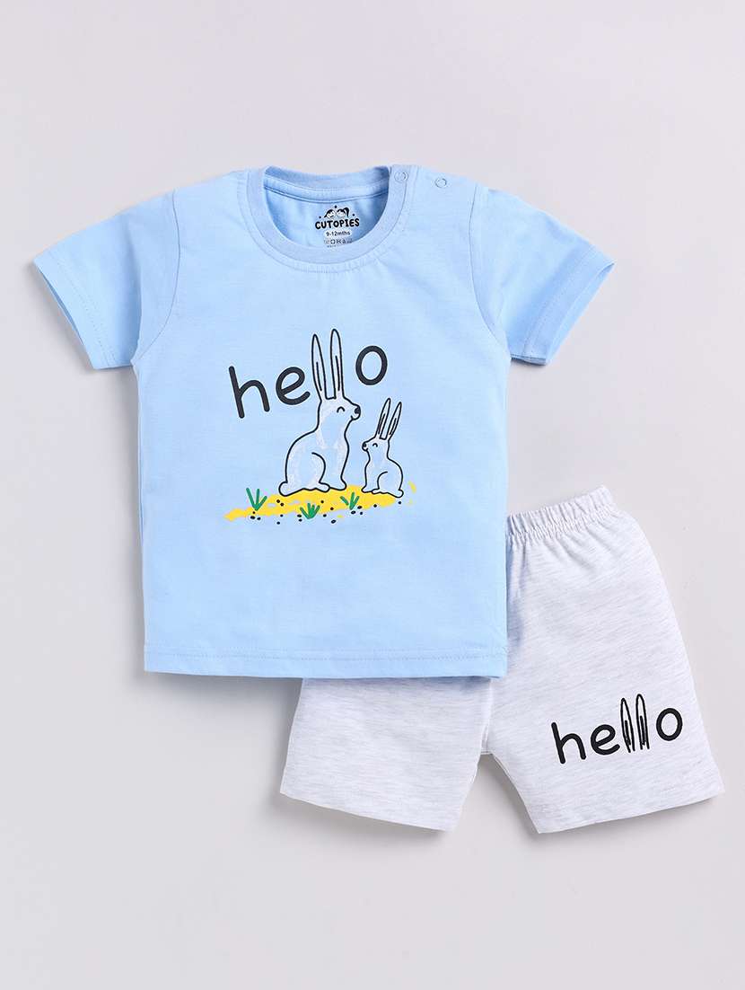 boys printed cotton shorts  twin set