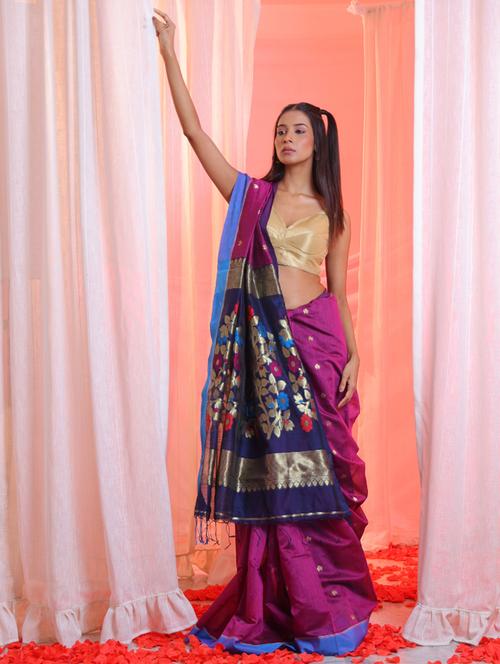 self design handloom saree - 21392455 - Standard Image - 0