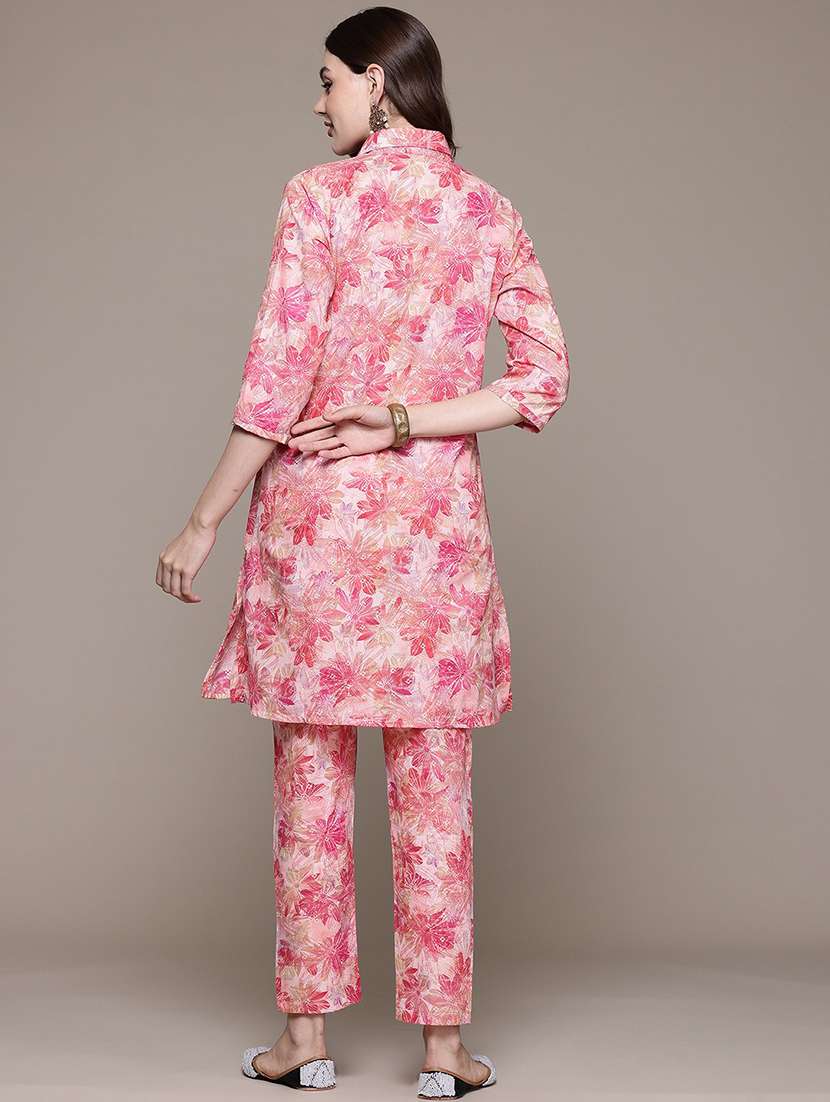 women shirt collar printed co-ord set - 21393226 - Standard Image - 3