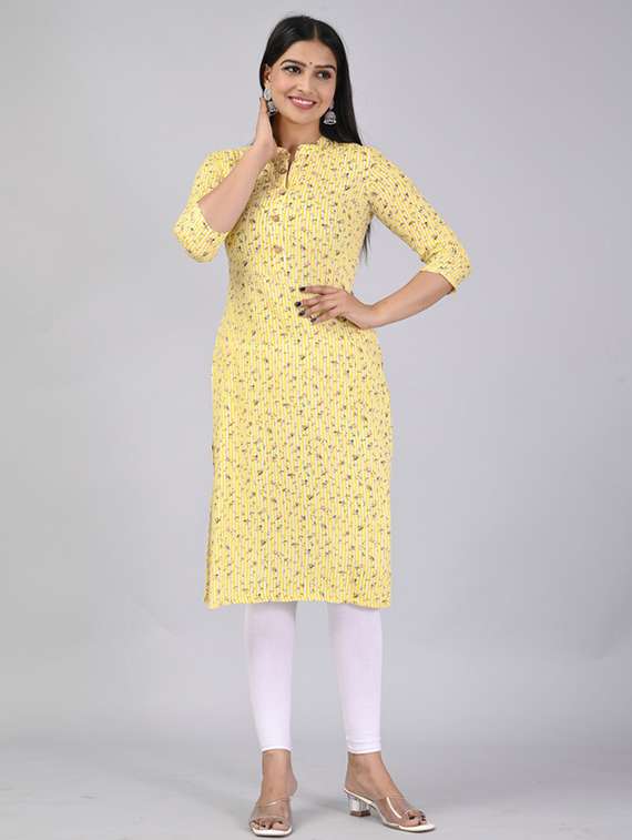 women three quarter sleeve straight kurta