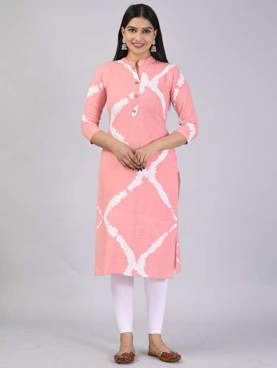 pink tie & dye straight kurta - 21393336 - Zoom Image - 0