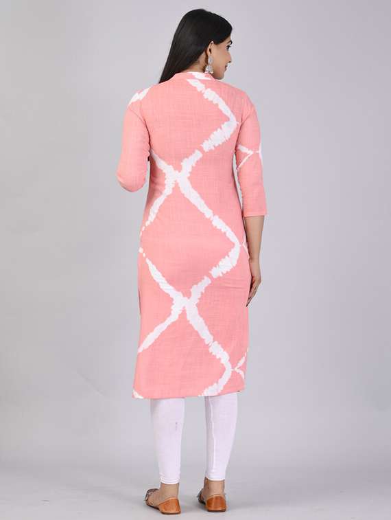 pink tie & dye straight kurta - 21393336 - Standard Image - 3