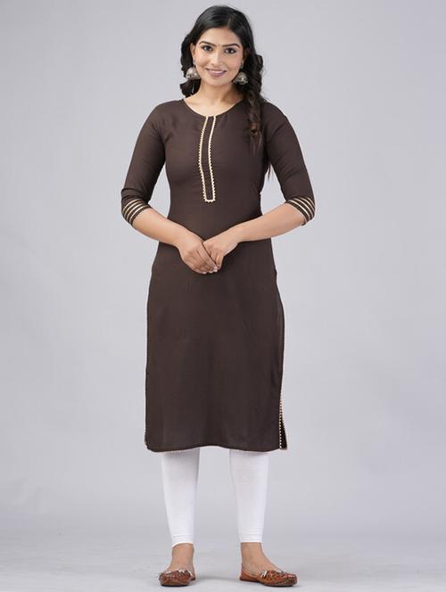 women three quarter sleeve straight kurta - 21393348 - Standard Image - 0