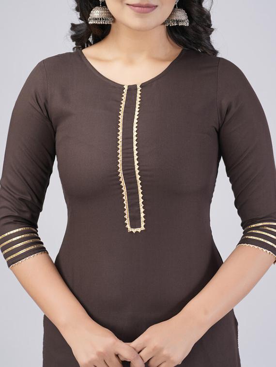 women three quarter sleeve straight kurta - 21393348 - Standard Image - 3