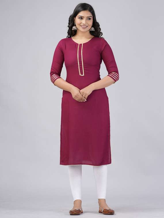 women three quarter sleeve straight kurta