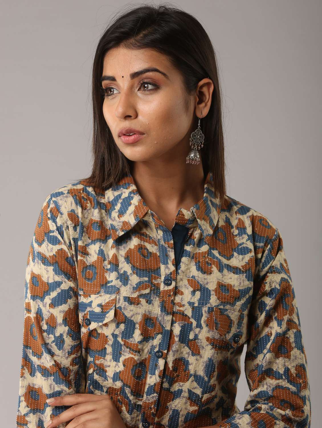 women three quarter sleeve straight kurta - 21393395 - Standard Image - 3