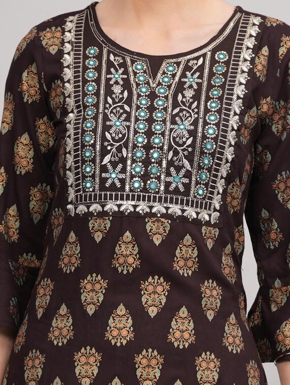 women brown kurta sharara set with dupatta - 21393429 - Standard Image - 3