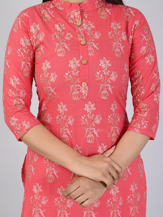pink floral print kurta palazzo set - 21393443 - Standard Image - 3