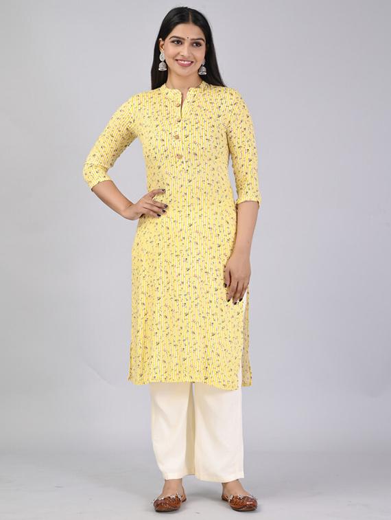 women three quarter sleeve straight kurta - 21393444 - Zoom Image - 0