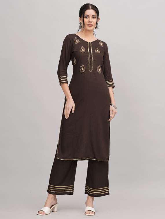 women three quarter sleeve straight kurta