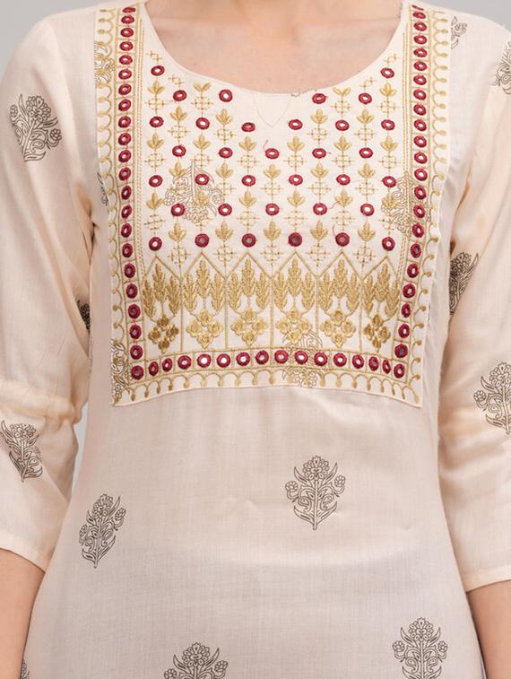 women three quarter sleeve straight kurta - 21393499 - Standard Image - 3