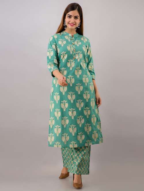 women printed kurta palazzo set - 21393523 -  Standard Image - 0